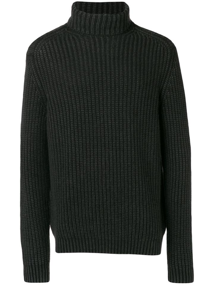 Iris Von Arnim Fisherman Knit Turtleneck Sweater - Black