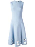 Alexander Mcqueen - Bow Detail Ribbed Dress - Women - Polyester/viscose - M, Blue, Polyester/viscose