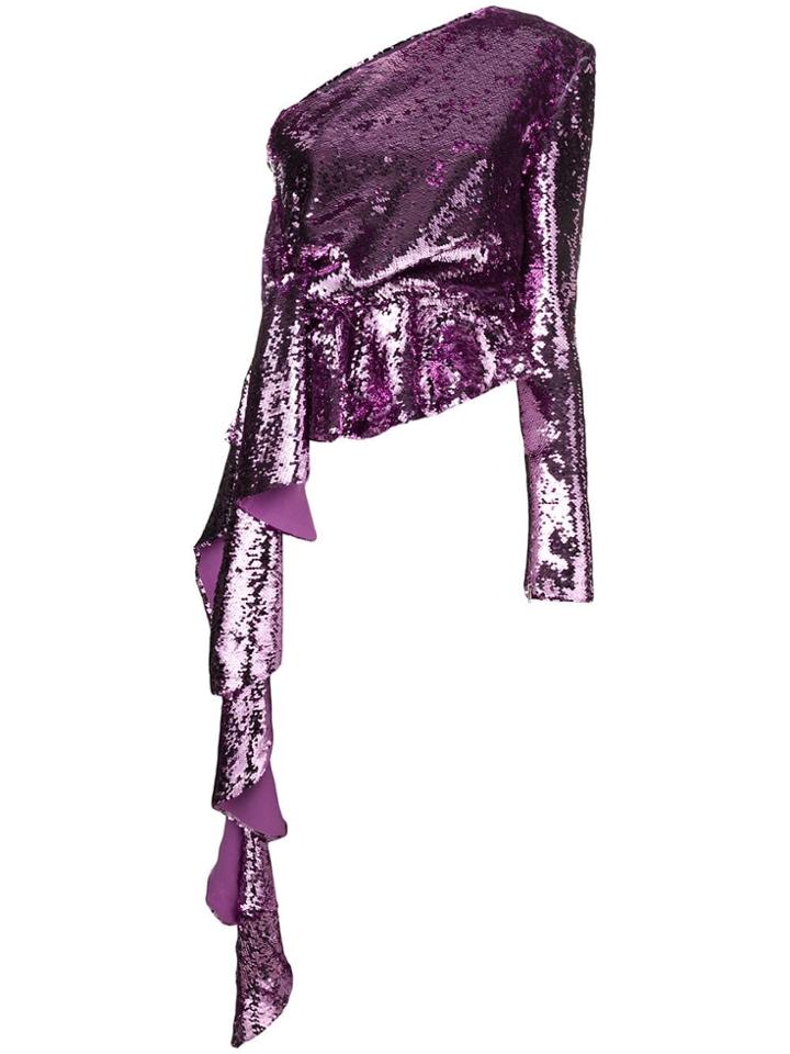 16arlington Sequined One Shoulder Blouse - Purple
