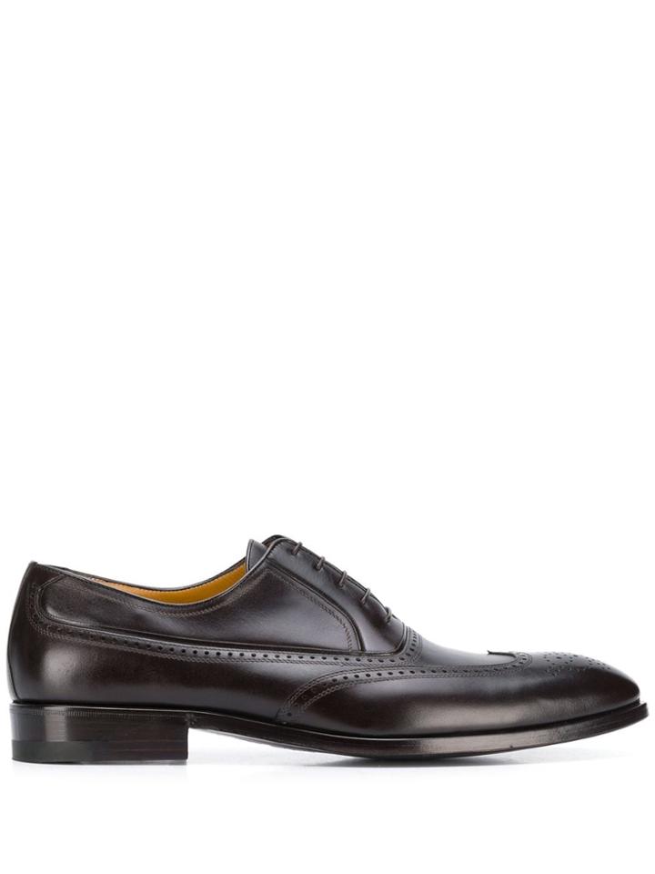 A. Testoni Embossed Oxford Shoes - Brown