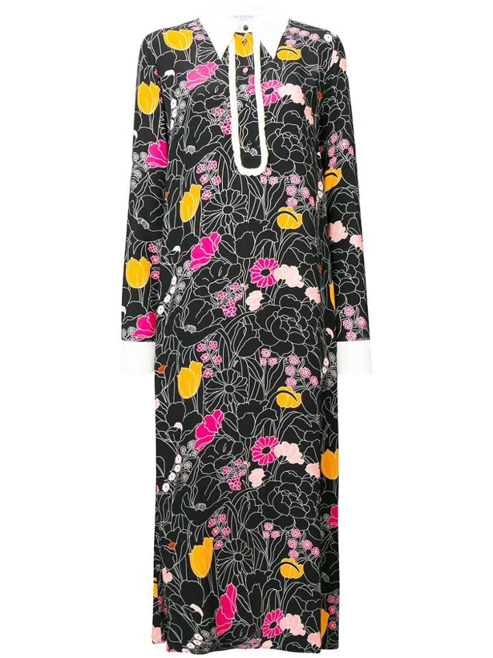 Vivetta Long Floral Print Dress - Black