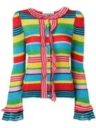 Moschino Rainbow Ruffle Detailed Cardigan - Blue