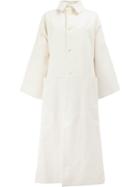 Toogood Long Length Buttoned Coat, Women's, Size: 0, White, Cotton
