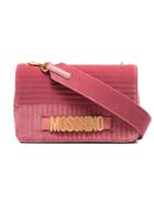 Moschino Pink Quilted Logo Velvet Shoulder Bag - Pink & Purple