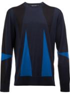 Neil Barrett Panelled Intarsia Knit Jumper, Men's, Size: Large, Black, Merino