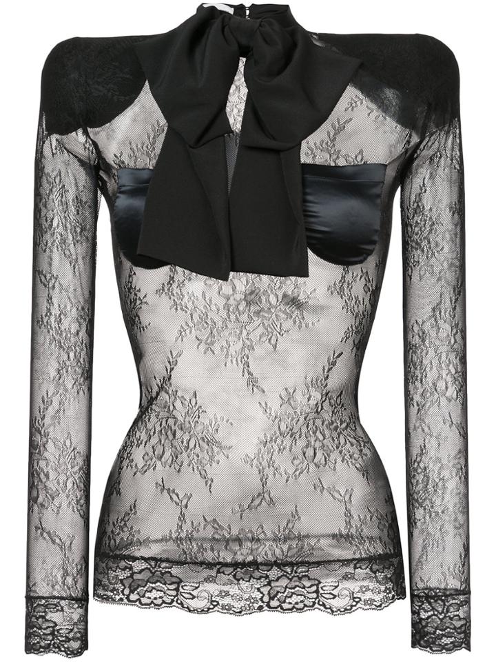 Faith Connexion Sheer Lace Top - Black