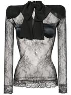 Faith Connexion Sheer Lace Top - Black