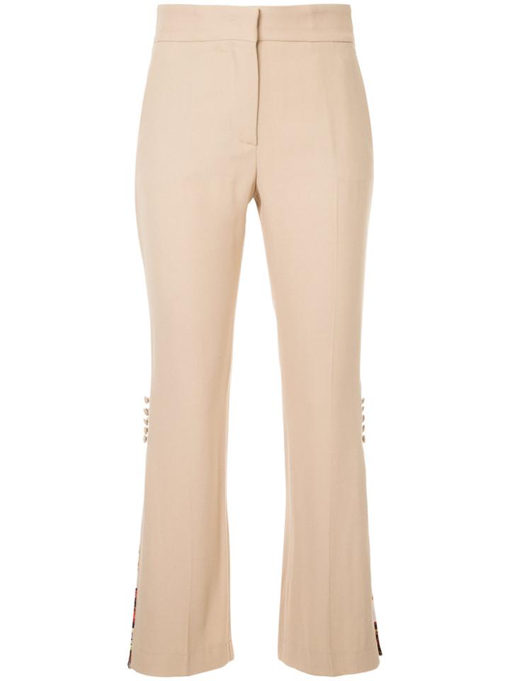 Msgm Floral Panel Tailored Trousers - Brown