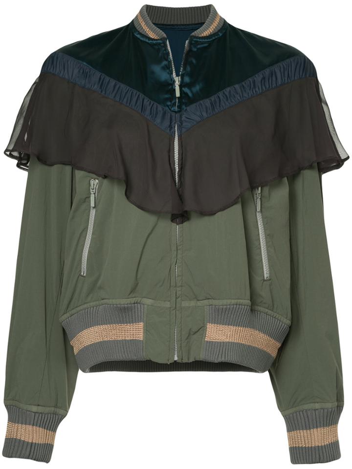 Kolor Contrast Panel Bomber Jacket - Green