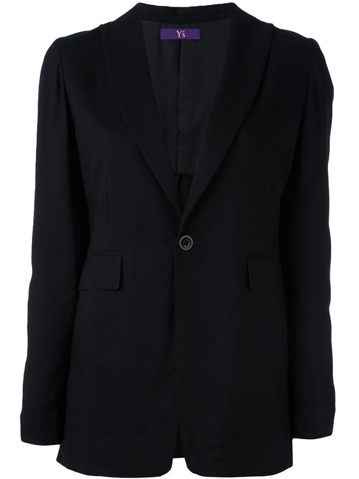 Y's One Button Blazer, Women's, Size: 2, Black, Cupro/tencel