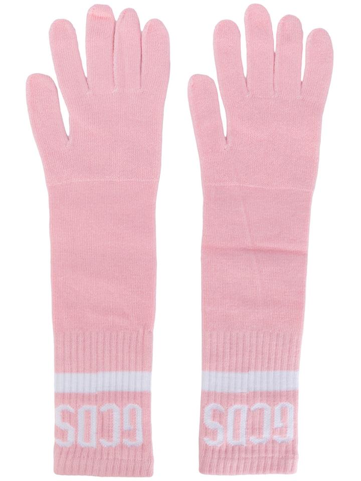Gcds Knitted Logo Gloves - Pink & Purple