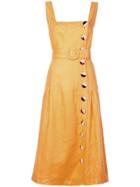 Nicholas Button Pinafore Dress - Orange