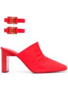 Alyx Ankle Strap Mules - Red