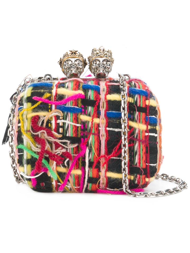 Alexander Mcqueen Queen And King Skull Box Clutch - Multicolour