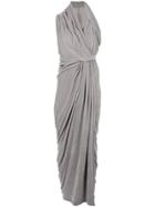 Rick Owens Velvet Gathered Detail Dress - Grey