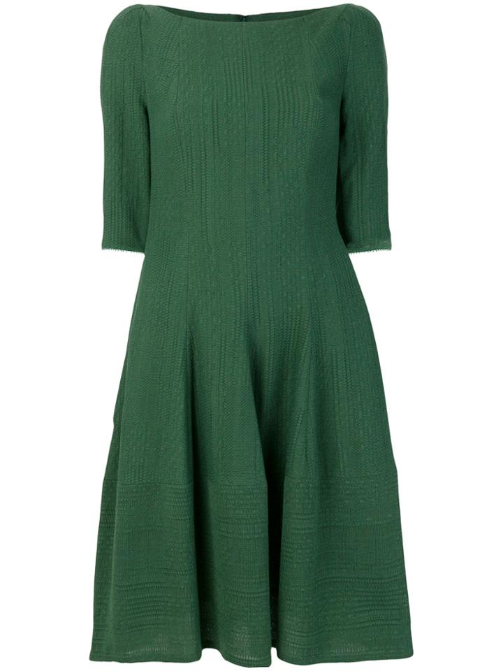 Talbot Runhof Flared Slash Neck Dress - Green