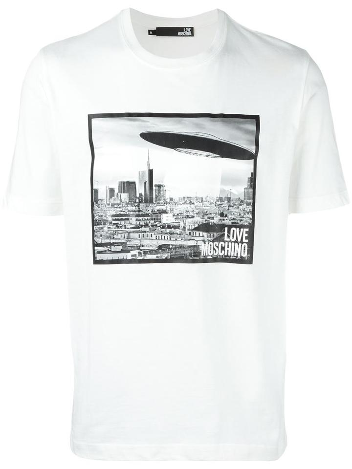 Love Moschino Photo Print T-shirt, Men's, Size: Large, Nude/neutrals, Cotton