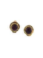 Chanel Vintage Button Clip-on Earrings, Women's, Stone