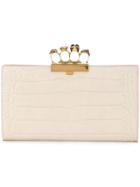 Alexander Mcqueen Knuckle Crocodile Effect Clutch - Nude & Neutrals