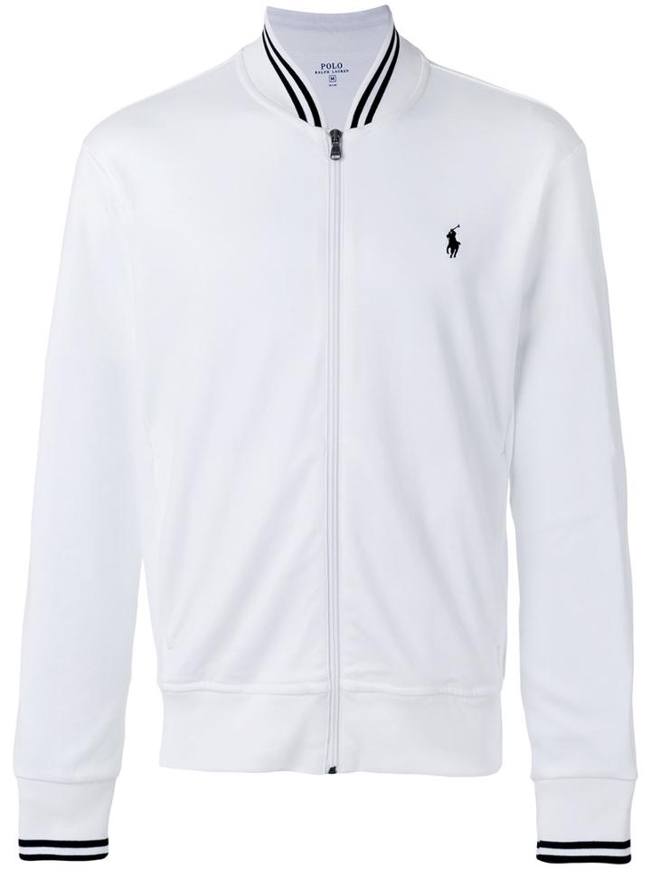 Polo Ralph Lauren Logo Zip Cardigan, Men's, Size: Medium, White, Cotton