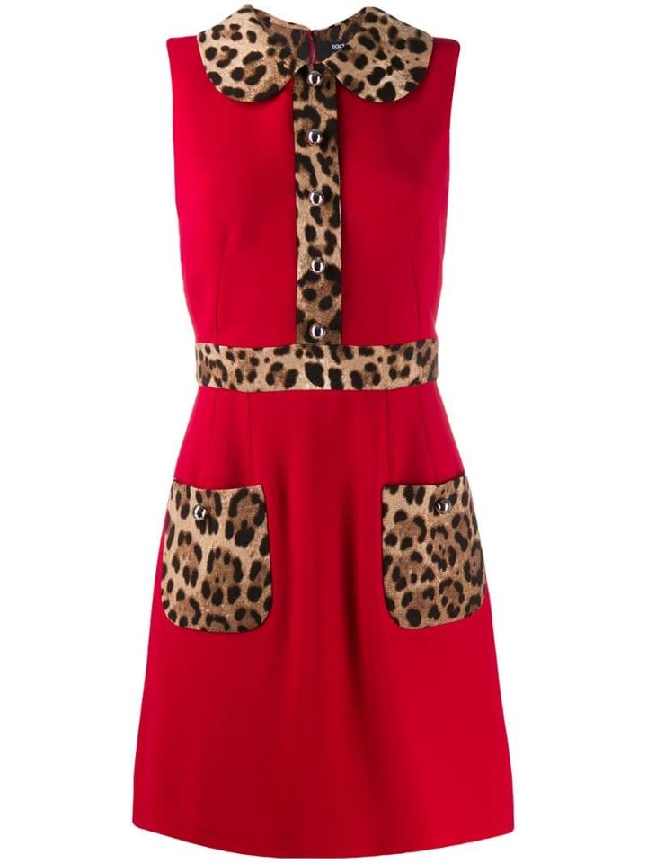 Dolce & Gabbana Leopard Print Dress - Red