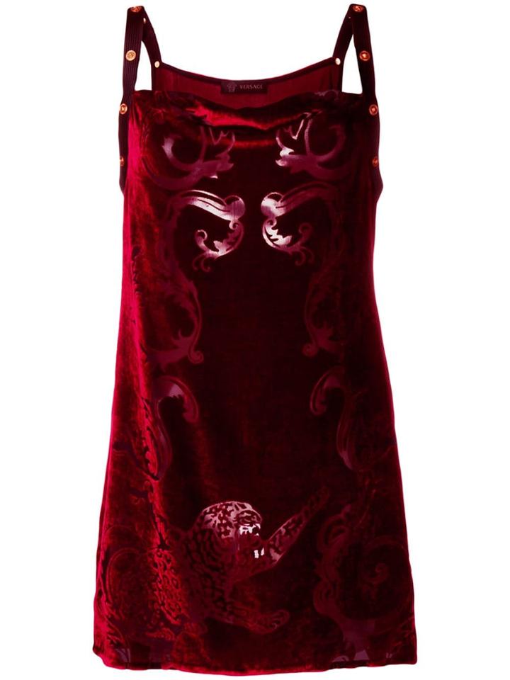 Versace Velvet Tiger Dress - Red