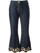 Céline Vintage Embroidered Cuff Jeans, Women's, Size: 42, Blue, Cotton