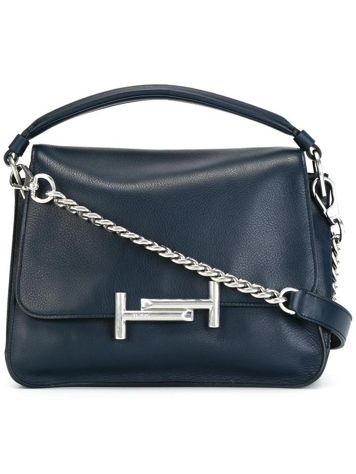 Tod's Double T Shoulder Bag, Women's, Blue, Leather