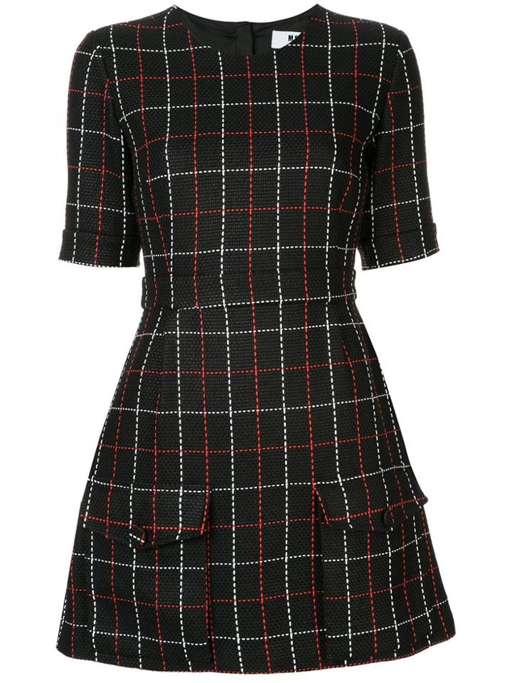 Msgm Checked Mini Dress - Black