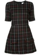 Msgm Checked Mini Dress - Black