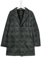 Paolo Pecora Kids Check Single-breasted Coat - Black