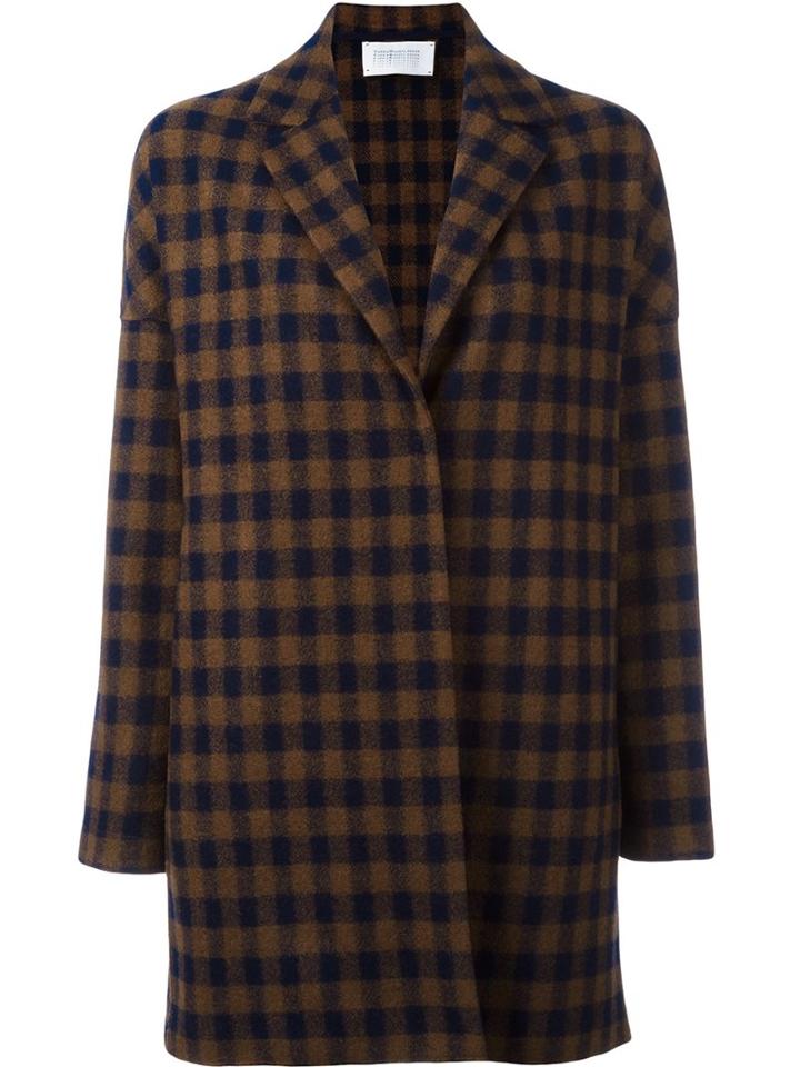 Harris Wharf London Checked Coat, Women's, Size: Xs, Brown, Polyester/virgin Wool