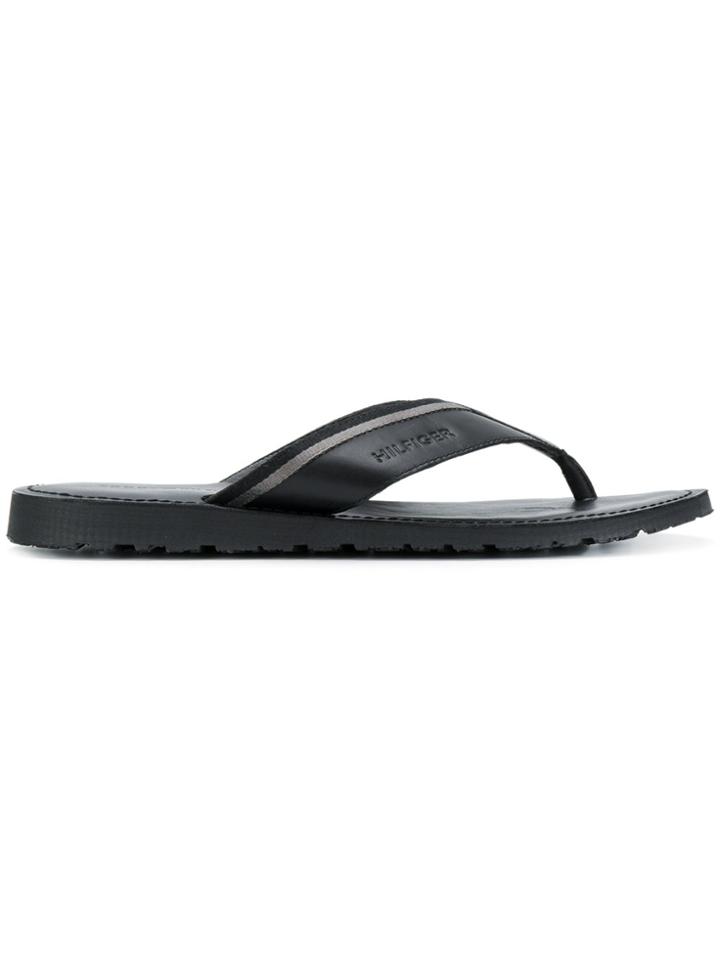 Tommy Hilfiger Embossed Logo Flip Flop - Black