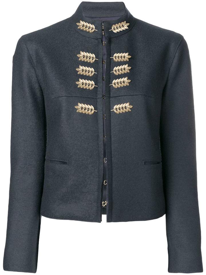 Nina Ricci Leaf Embellished Fitted Jacket - Grey