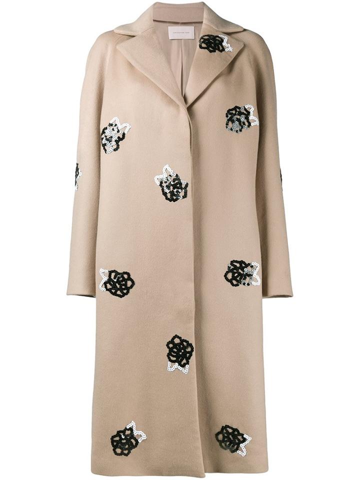 Christopher Kane Sequin Embellished Coat, Women's, Size: 38, Brown, Silk/virgin Wool/sequin