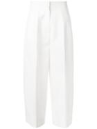 Jil Sander - Wide-legged Cropped Trousers - Women - Cotton - 34, White, Cotton
