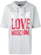Love Moschino Slogan Print Shirtsleeve Hoodie - Grey