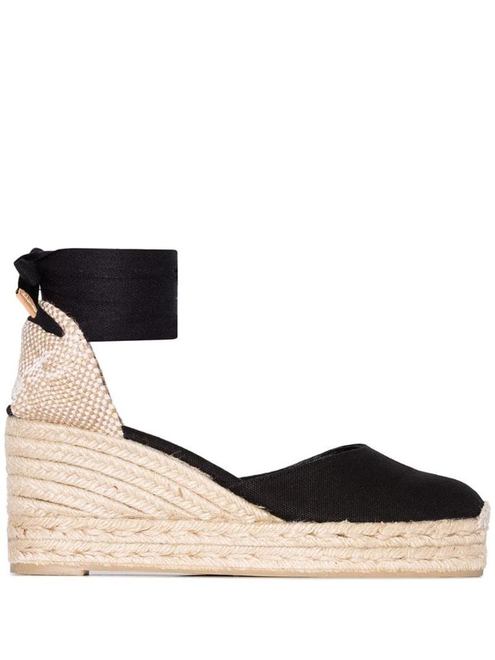 Castañer Carina Ankle-tie Wedge Sandals - Black