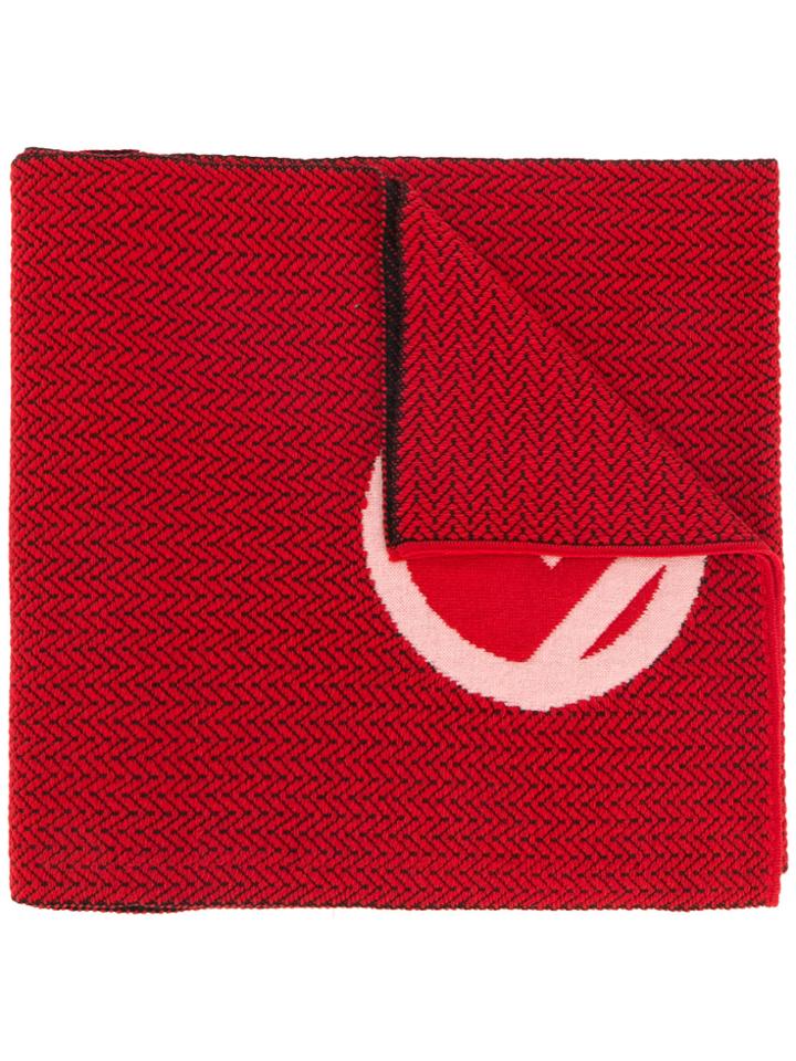 Fendi Logo Patch Scarf - Red
