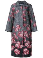 Alberta Ferretti Floral Jacquard Coat, Women's, Size: 44, Black, Acrylic/polyester/wool/other Fibres