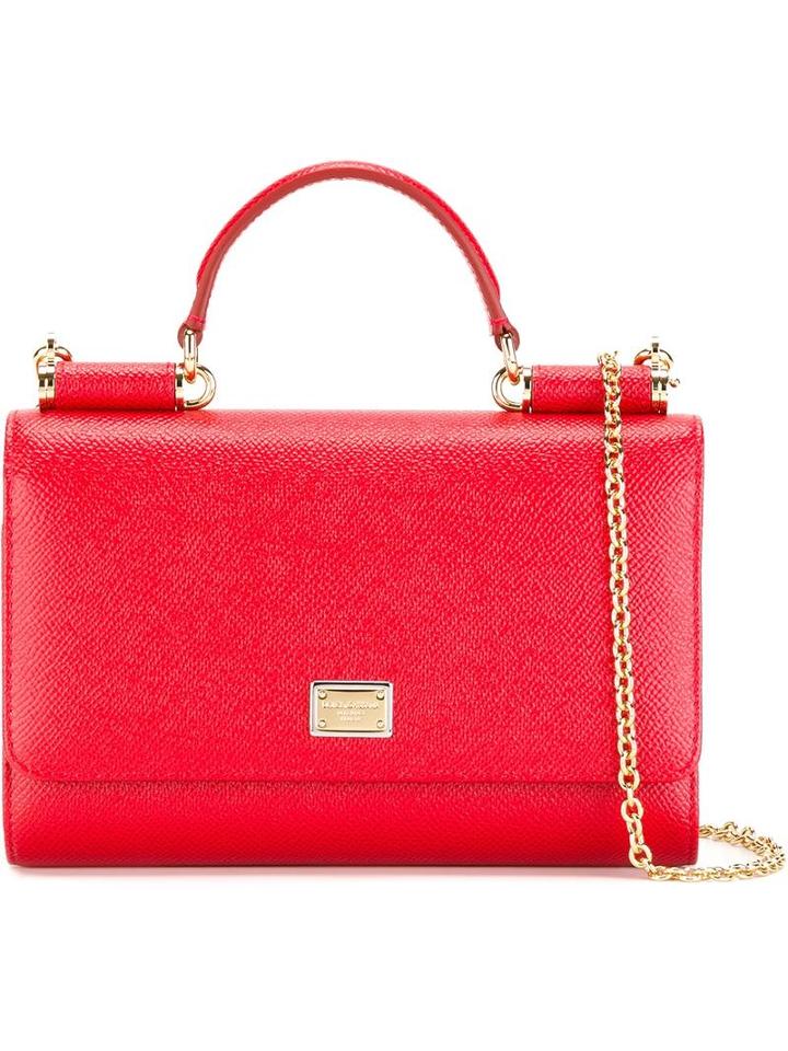 Dolce & Gabbana Mini 'von' Wallet Crossbody Bag, Women's, Red, Calf Leather/metal