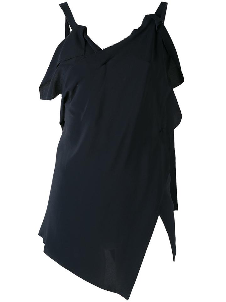 Erika Cavallini - Backless Asymmetric Tank - Women - Silk/acetate - 40, Blue, Silk/acetate