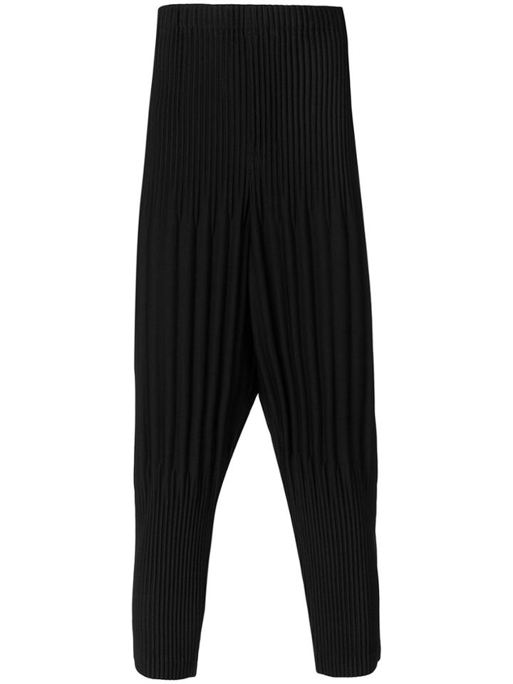 Homme Plissé Issey Miyake Ribbed Drop Crotch Pants - Black