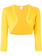 Oscar De La Renta Bolero Cropped Cardigan, Women's, Size: Medium, Yellow/orange, Silk/virgin Wool