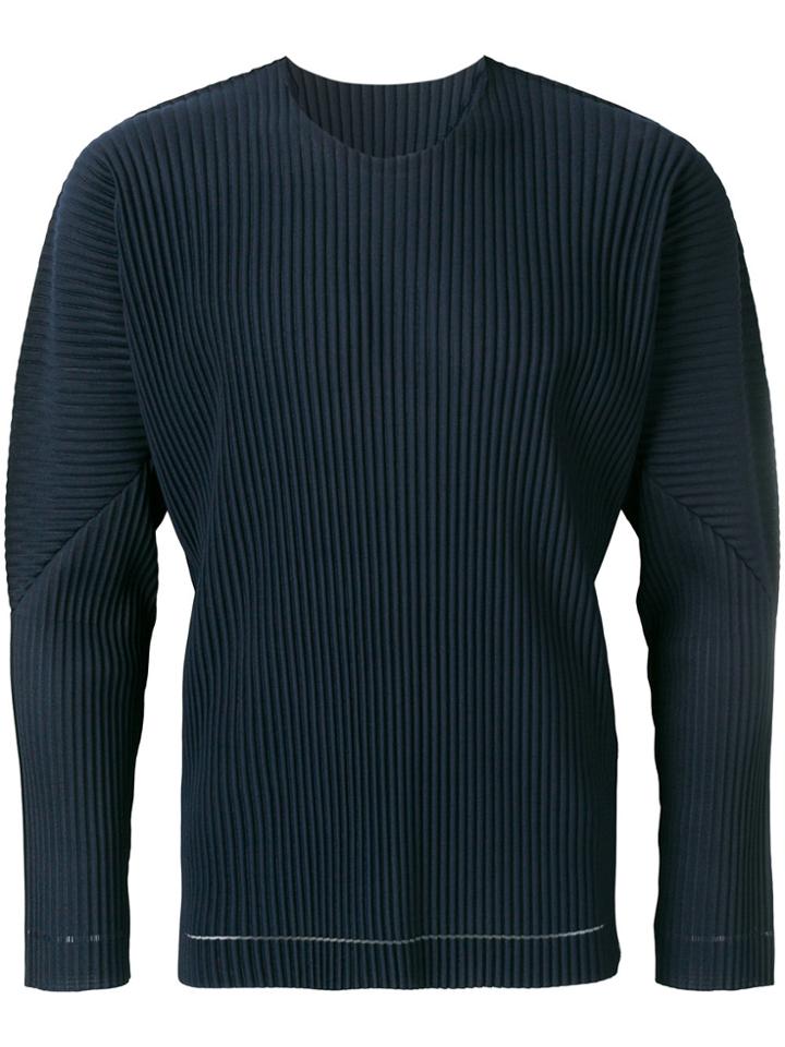 Homme Plissé Issey Miyake Ribbed Effect Jumper - Blue