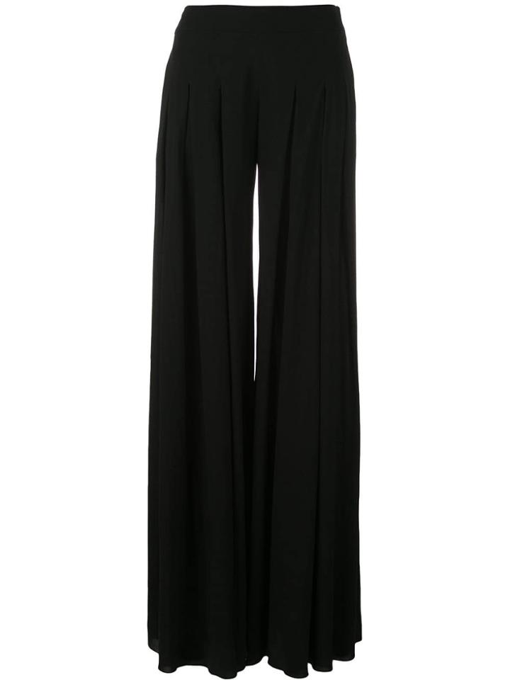 Oscar De La Renta Pleated Flared Trousers - Black