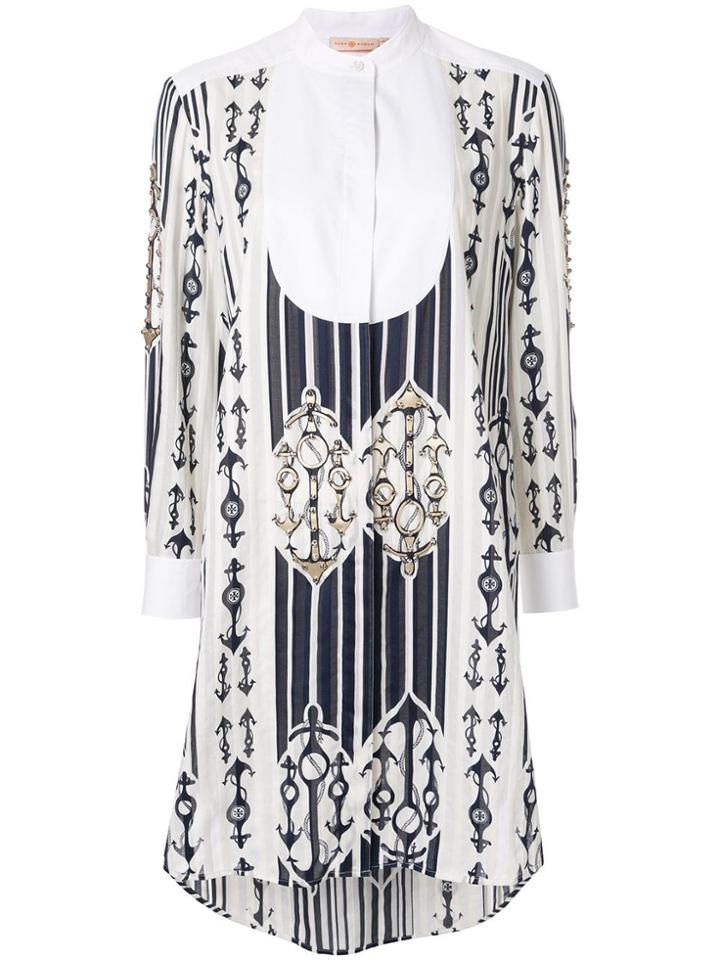 Tory Burch Anchor Print Shirt Dress - White