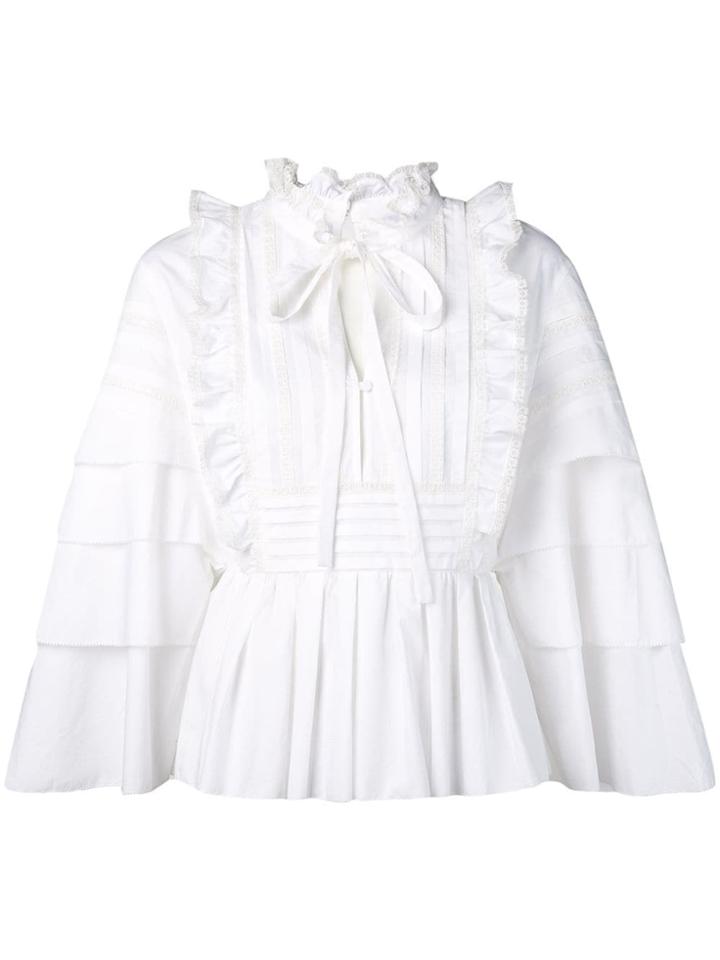 Self-portrait Ruffled Peplum Blouse - White