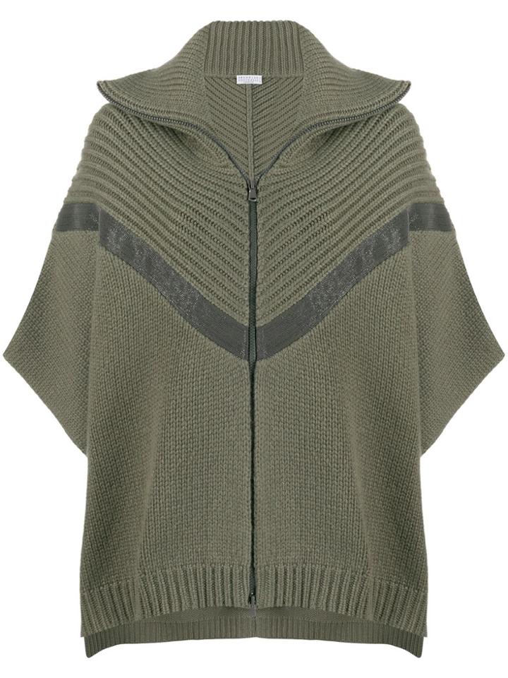 Brunello Cucinelli Knitted Cape Jumper - Green