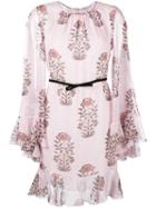 Giambattista Valli Floral Print Longsleeved Dress, Women's, Size: 46, Pink/purple, Silk/cotton/viscose